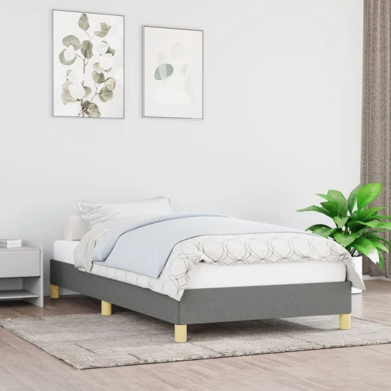 Sengeramme 100x200 cm mørkegrå stof – uden madras