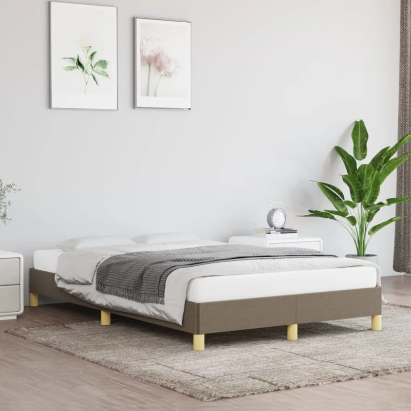 Sengeramme 120x200 cm i taupe stof — uden madras