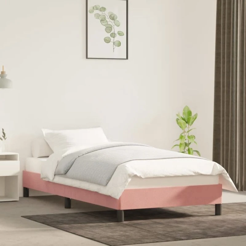 Sengeramme 100x200 cm i pink fløjl