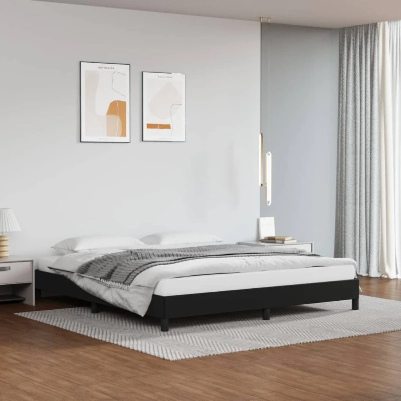 Sengeramme 180x200 cm i sort kunstlæder