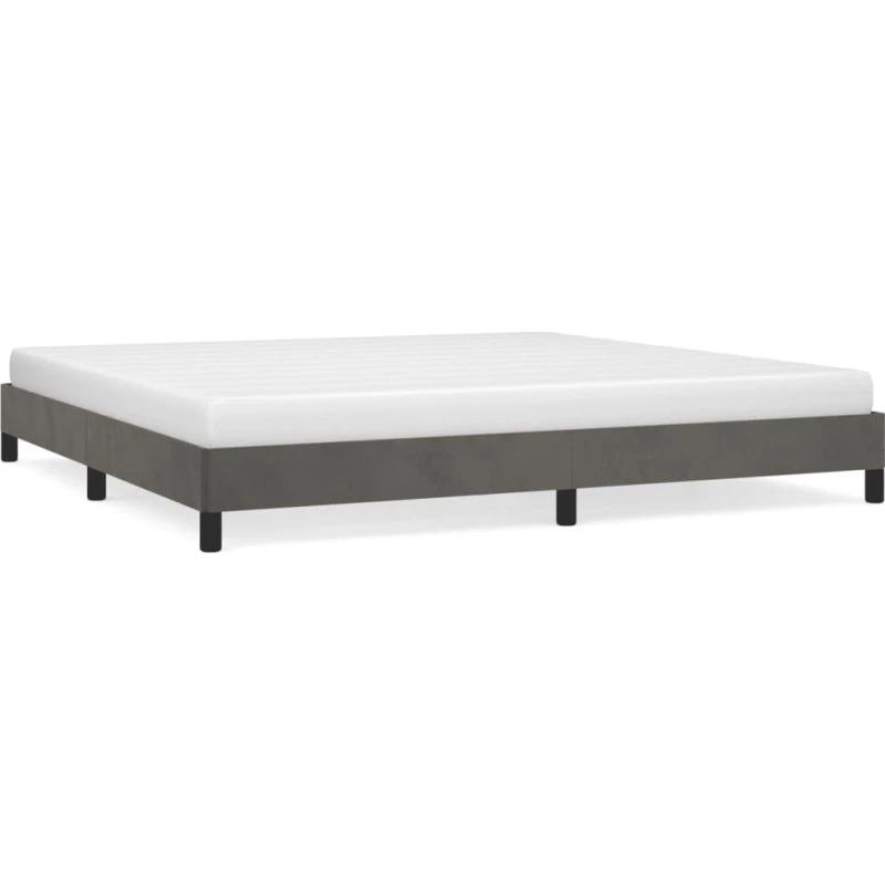 Sengeramme i fløjl Mørkegrå 200x200 cm (uden madras)