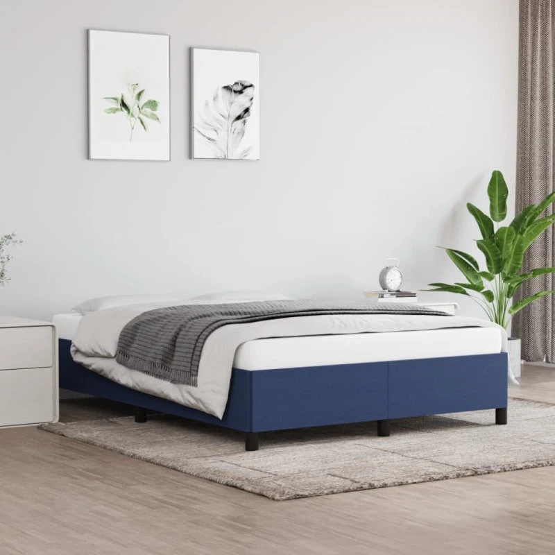 Sengeramme 140x190 cm stof blå – uden madras