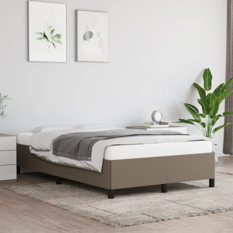 Sengeramme 120x200 cm i taupe stof — uden madras