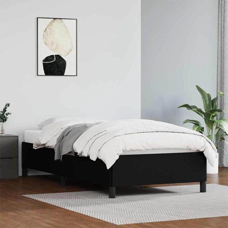 Sengeramme 100x200 cm i sort kunstlæder