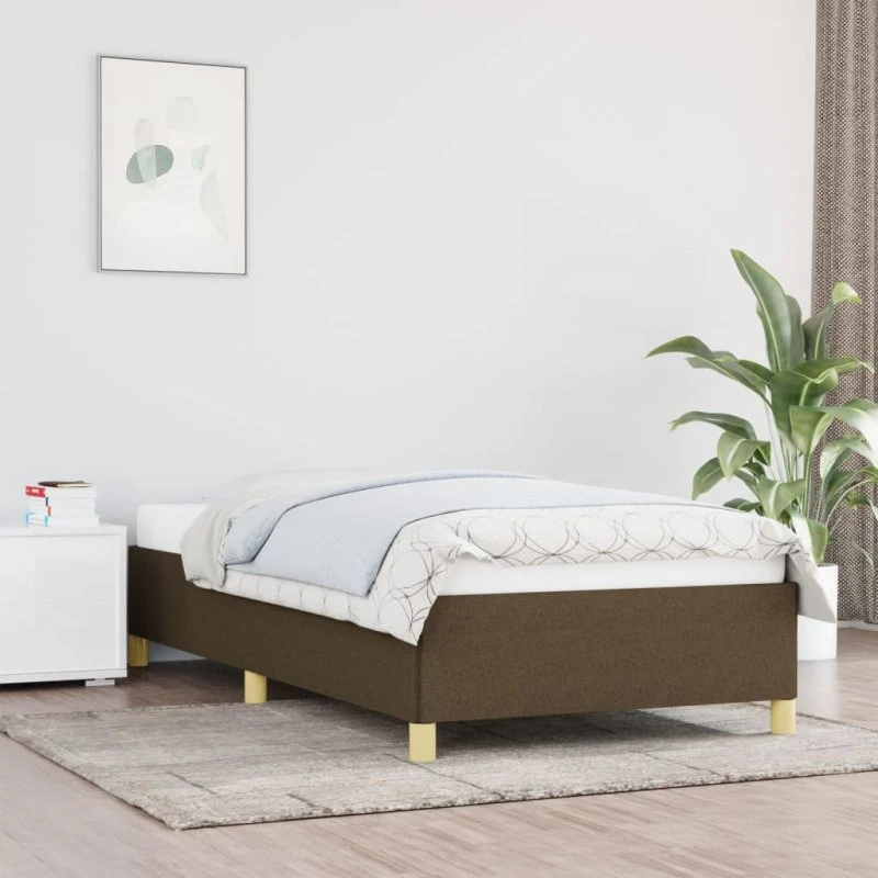 Sengeramme 100x200 cm i mørkebrun stof – uden madras