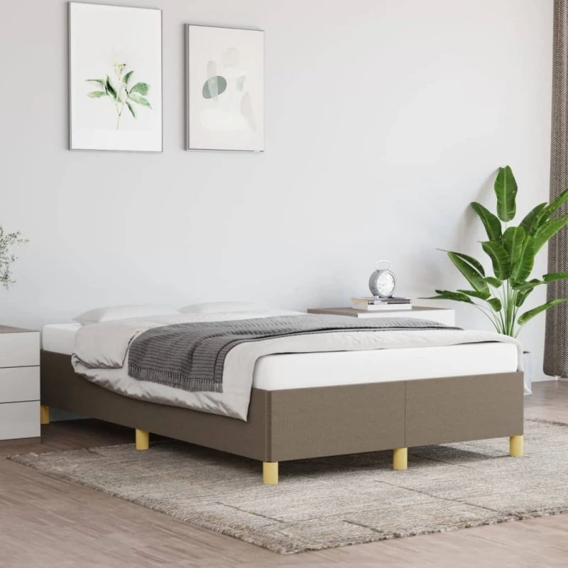 Sengeramme 120x200 cm i taupe stof — uden madras