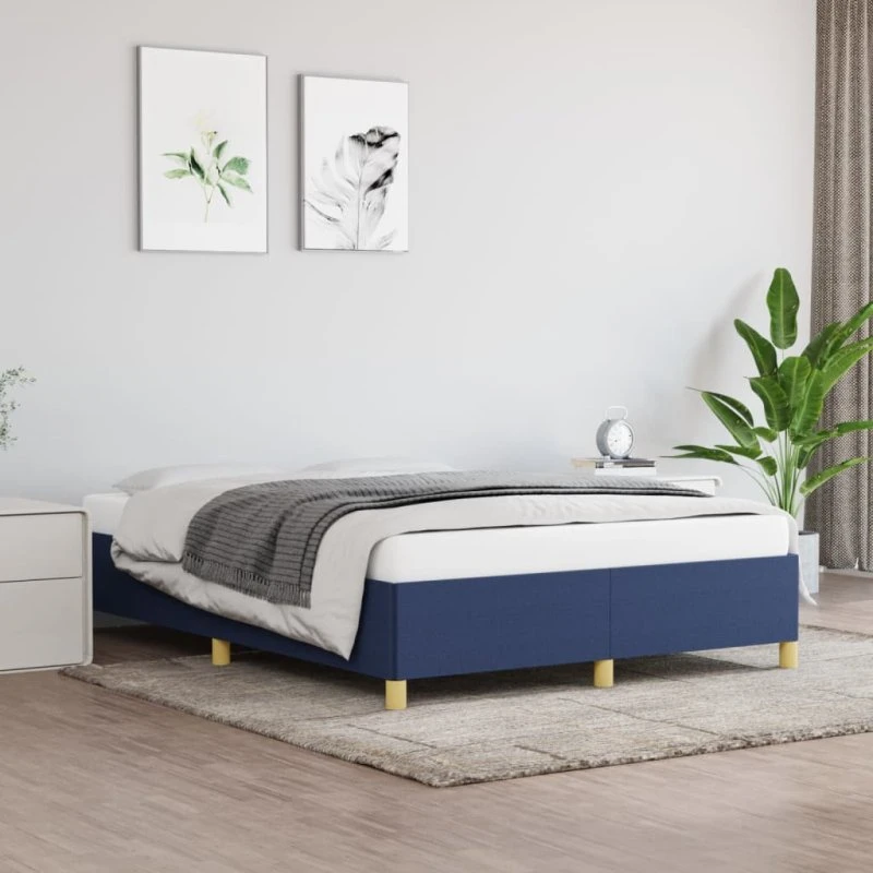 Sengeramme 140x190 cm stof blå - uden madras