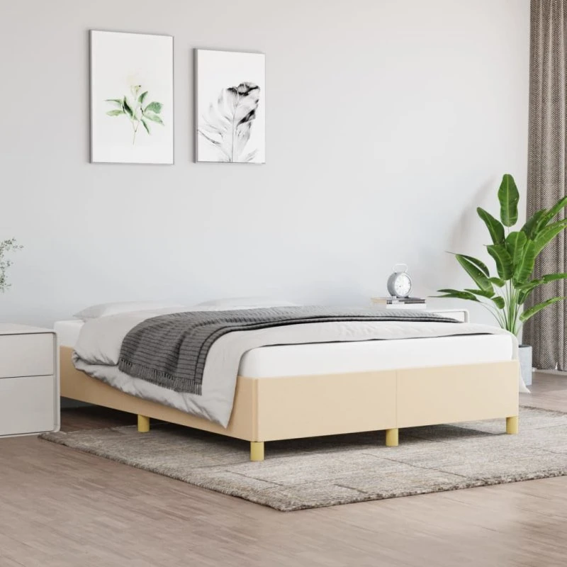 Sengeramme 140x200 cm i creme stof – uden madras