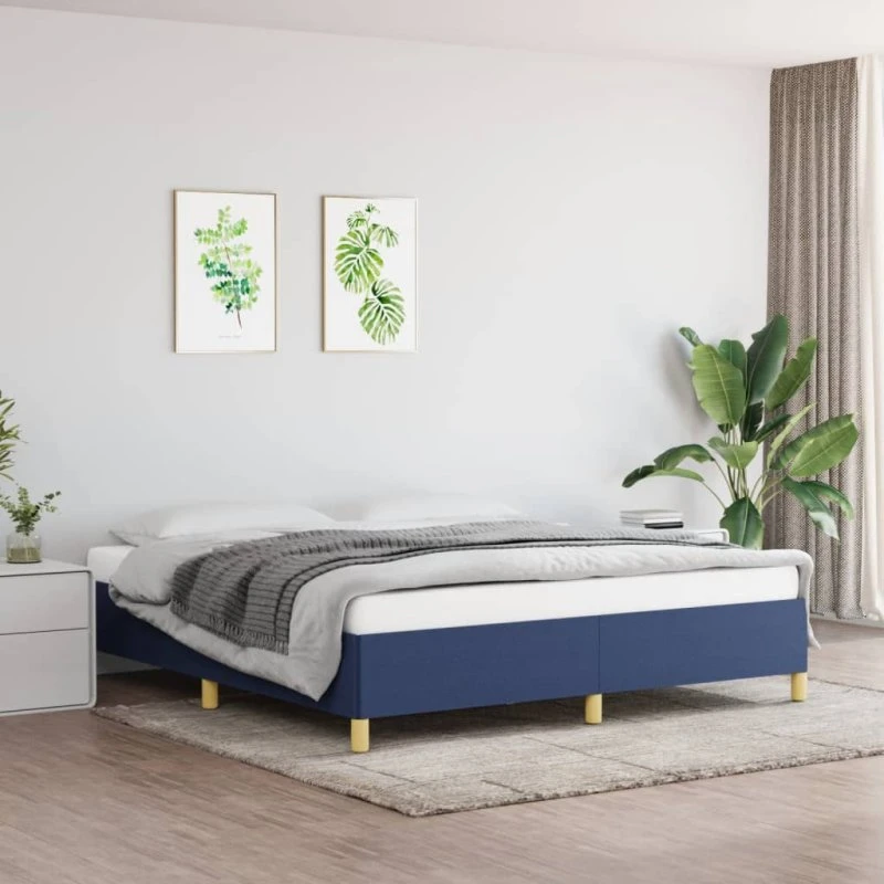 Sengeramme 180x200 cm i blåt stof — uden madras