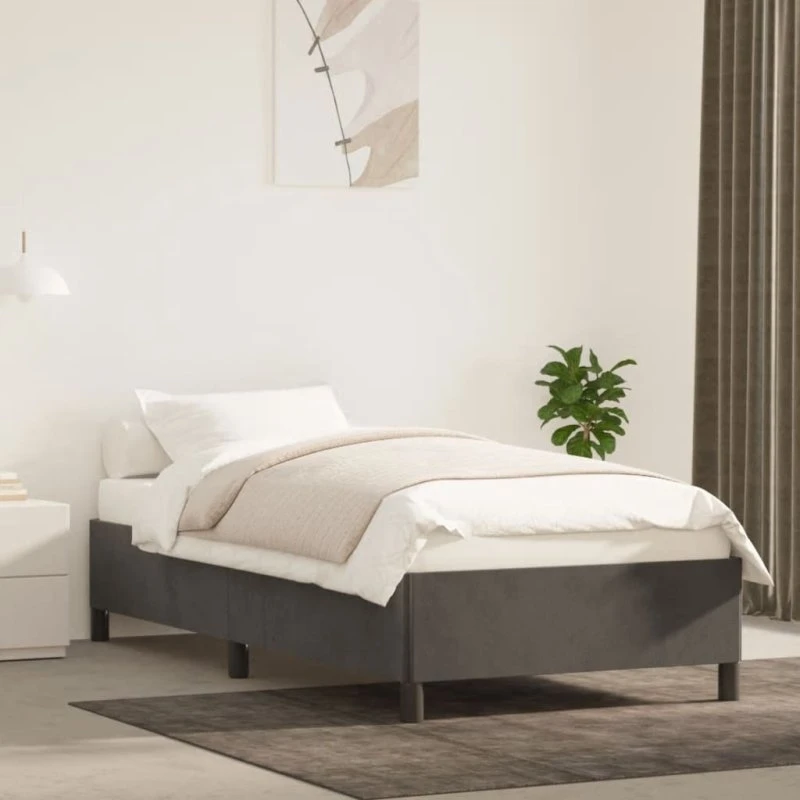 Sengeramme 80x200 cm i mørkegrå fløjl – uden madras