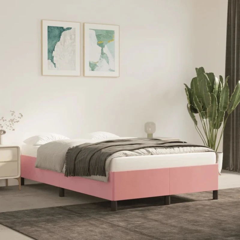 Sengeramme 120x200 cm i pink fløjl