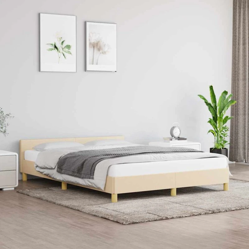 Sengeramme 140x190 cm med sengegavl – creme stof