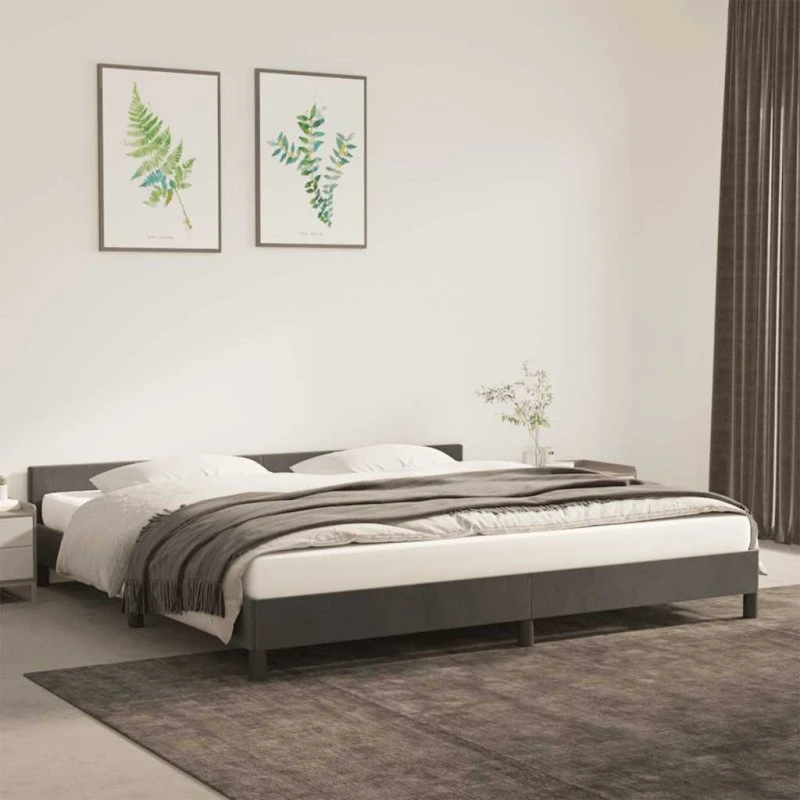 Sengeramme i mørkegrå fløjl 200x200 cm - uden madras