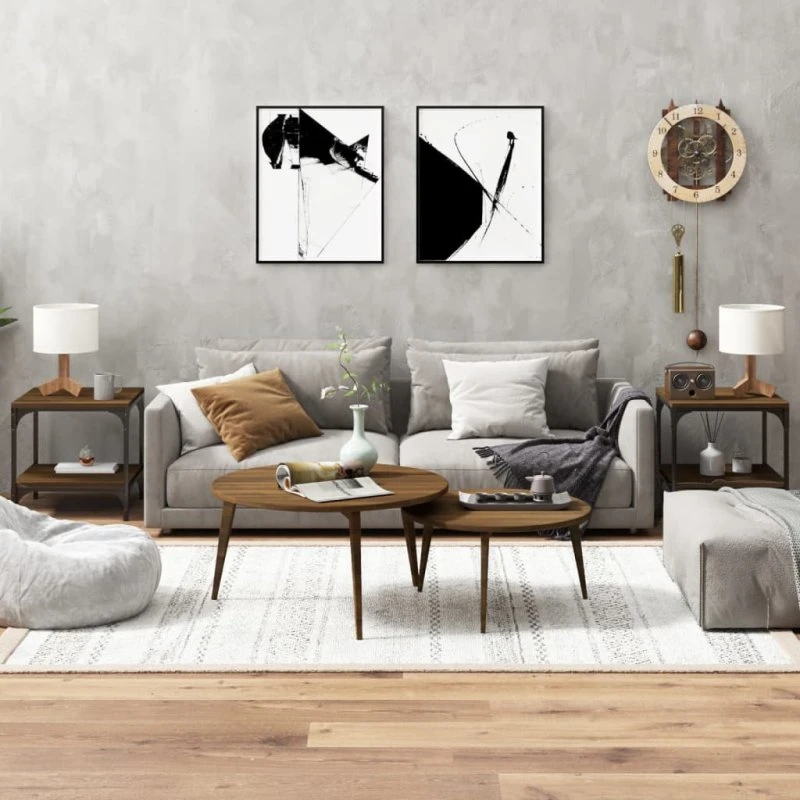 Sideborde 2 stk. 40x40x40 cm – Konstrueret træ & stål