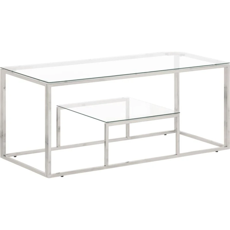 Sofabord i rustfrit stål med hærdet glas – sølv