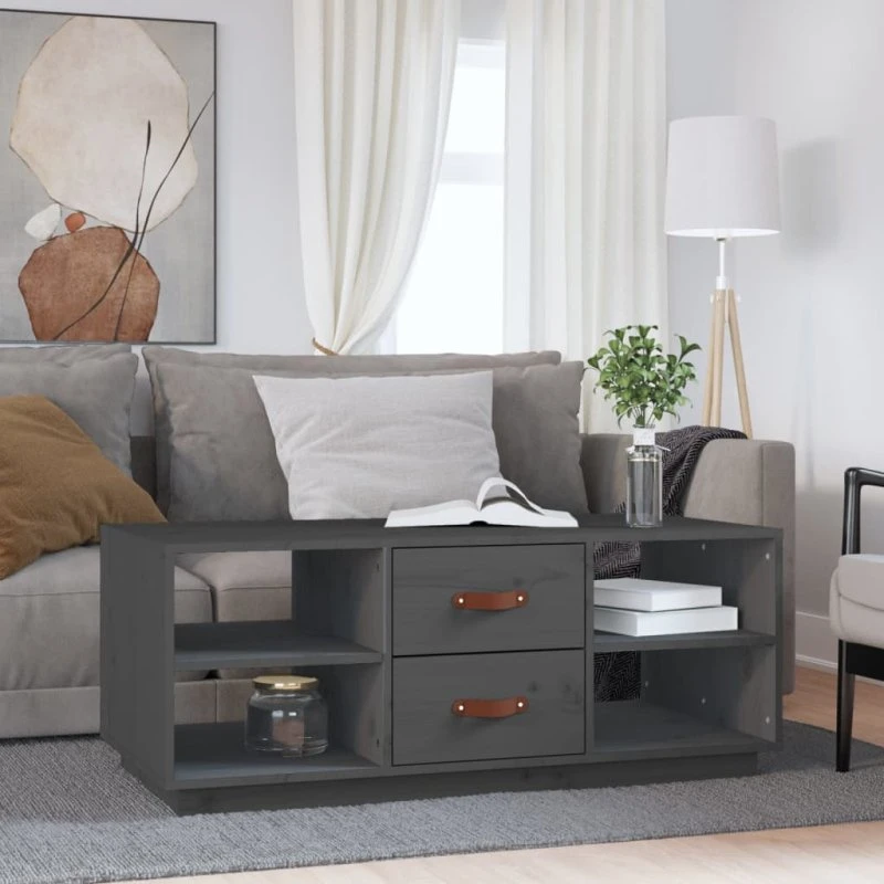 Sofabord 100x50x41 cm - massivt fyrretræ, grå