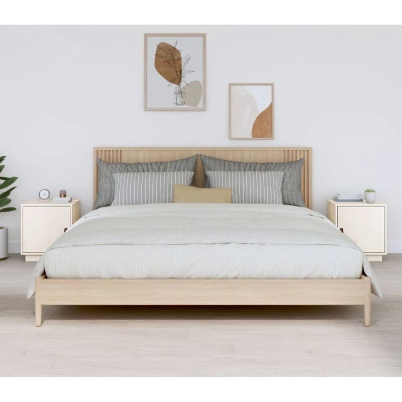 Sengeborde 2 stk. i massivt fyrretræ, hvid 40x34x45 cm