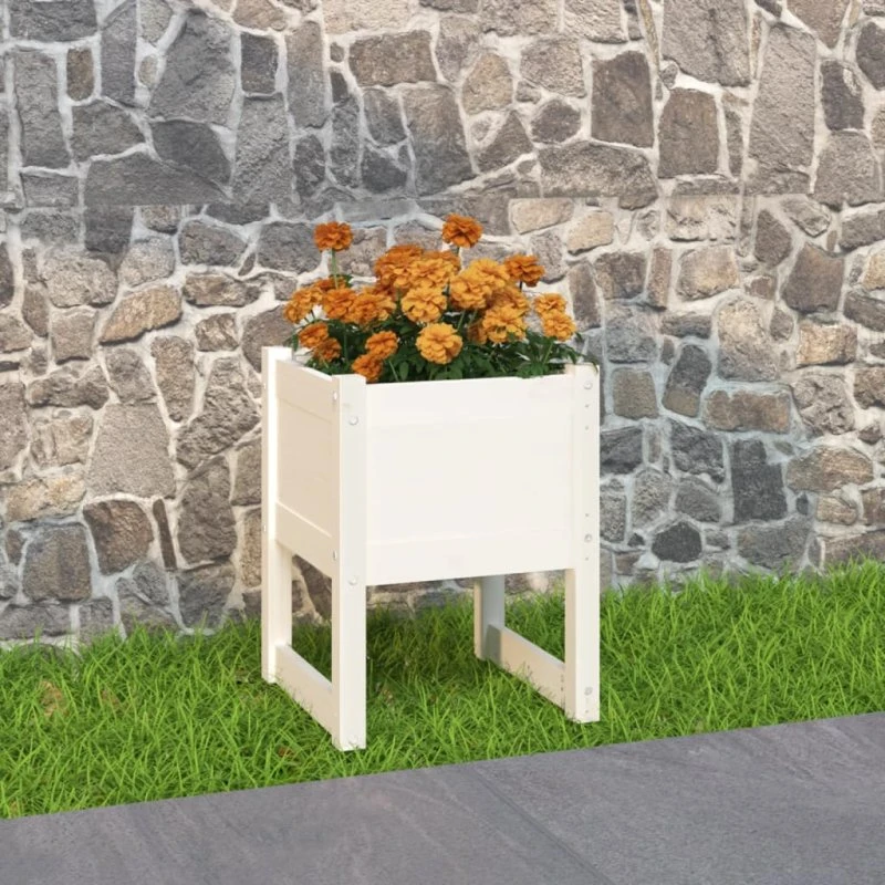 Plantekasse i massivt fyrretræ 40x40x52,5 cm - hvid