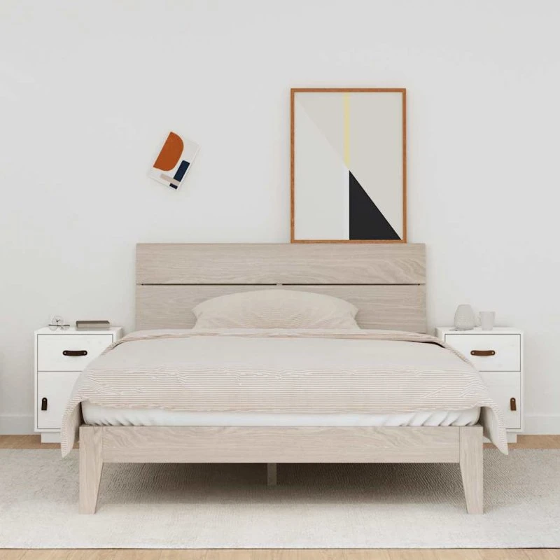 Sengeborde i massivt fyrretræ 2 stk. 40x34x55 cm Hvid