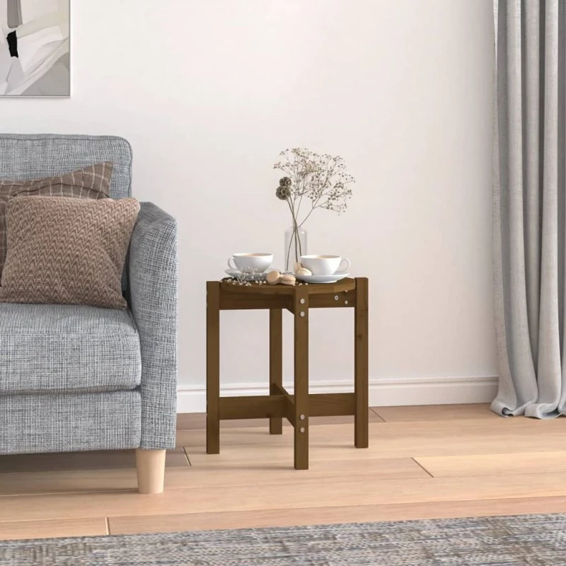 Rundt sofabord Ø42,5x45 cm i massivt fyrretræ, gyldenbrun