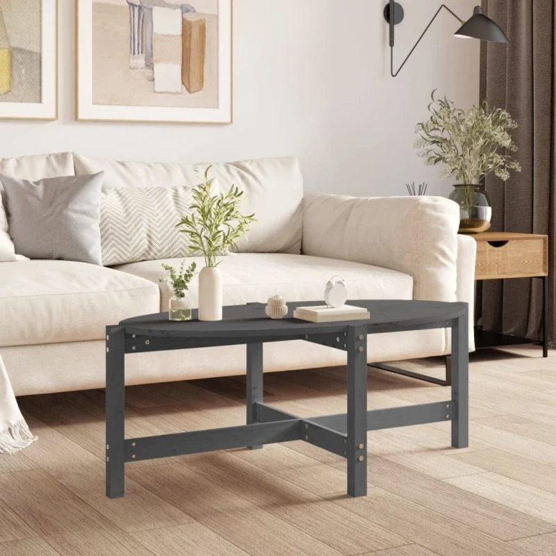 Sofabord i massivt fyrretræ 118x63x45 cm – grå