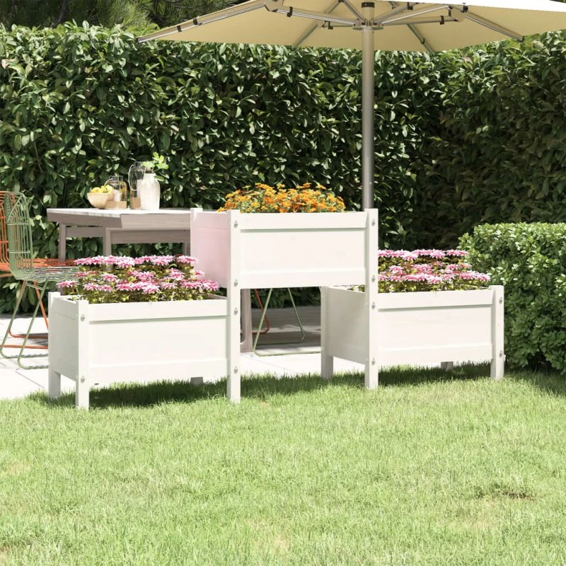 Plantekasse i massivt fyrretræ 178,5x44x75 cm – hvid