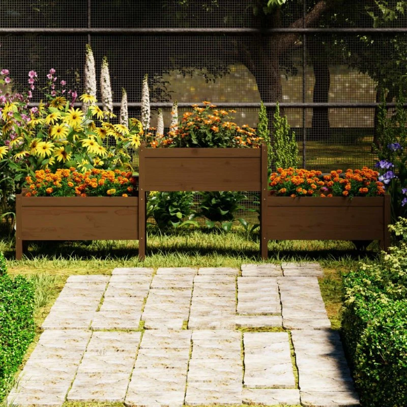 Stor plantekasse i massivt fyrretræ 245,5x44x75 cm