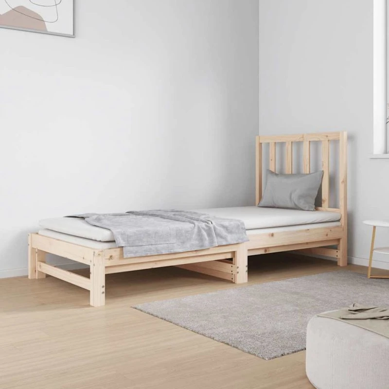 Daybed med udtræk i massivt fyrretræ 2x90x190 cm