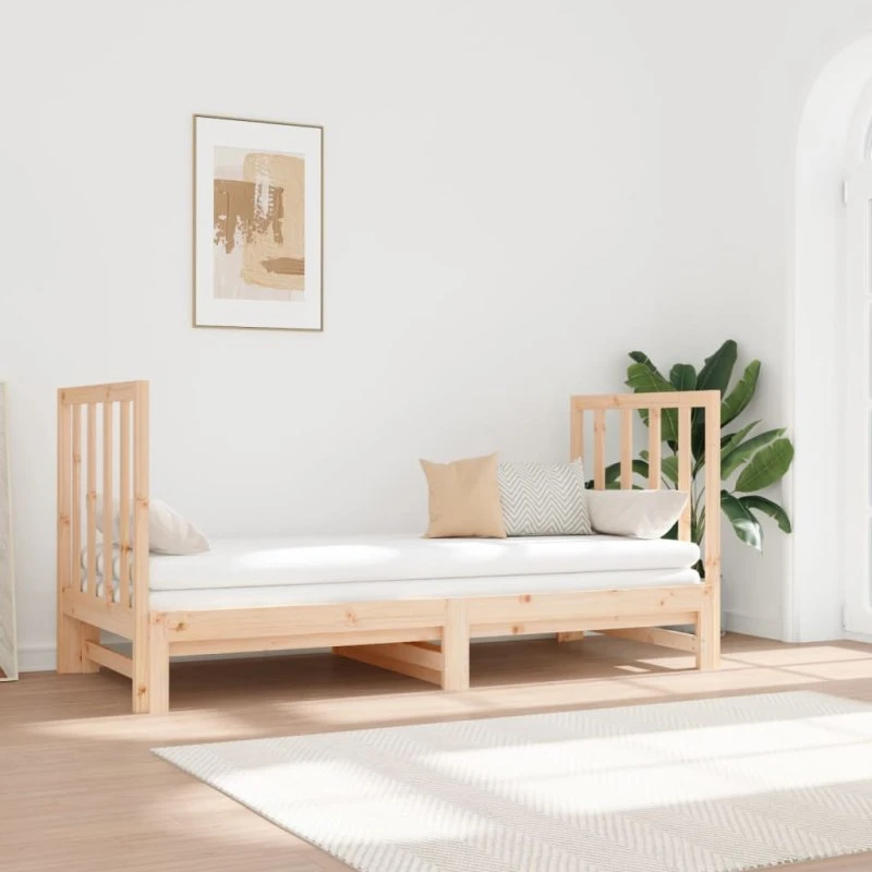 Daybed med udtræk i massivt fyrretræ 2x90x190 cm