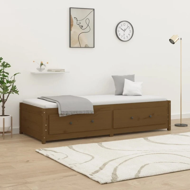 Daybed 90x190 cm i massivt fyrretræ – gyldenbrun