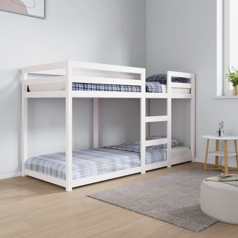 Køjeseng 75x190 cm i massivt fyrretræ, hvid