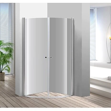 Nortiq buet brusehjørne 90x90 cm klar glas, kromprofiler