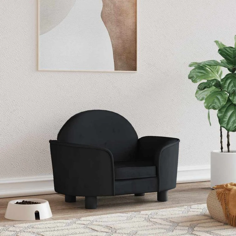 Hundeseng 66x40x45 cm i velour - sort