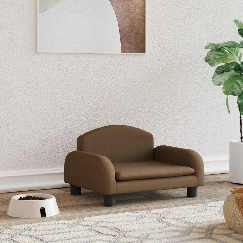 Hundeseng 50x40x30 cm i brun stof – komfortabel hundesofa