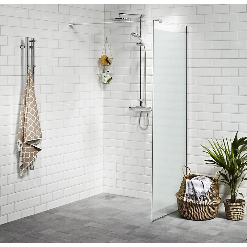 Alterna Vetro brusevæg 90x200 cm 6 mm Klar/Krom EasyClean