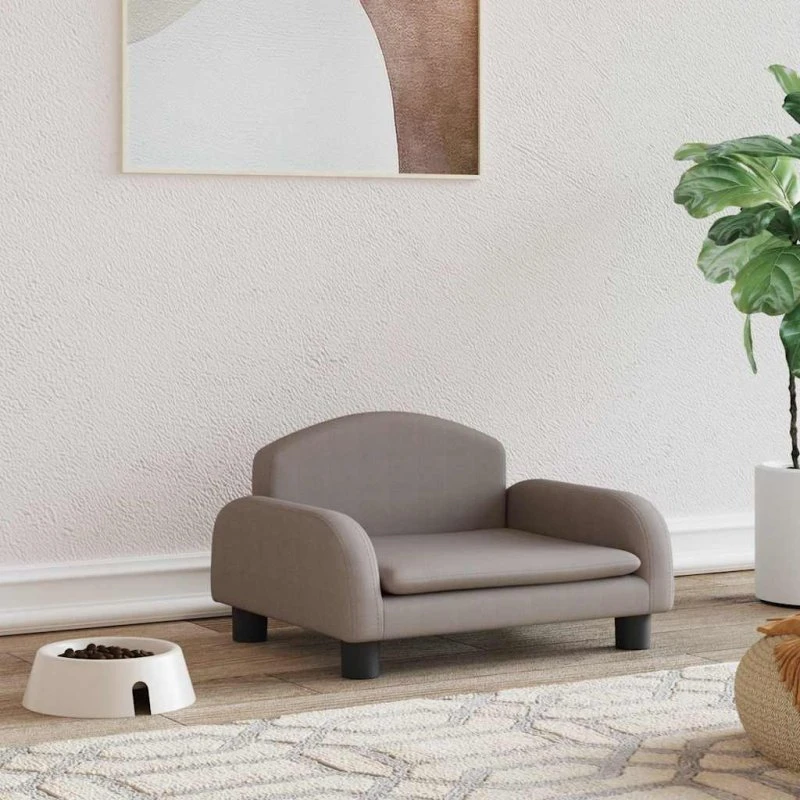 Hundeseng 50x40x30 cm – polstret stof, gråbrun