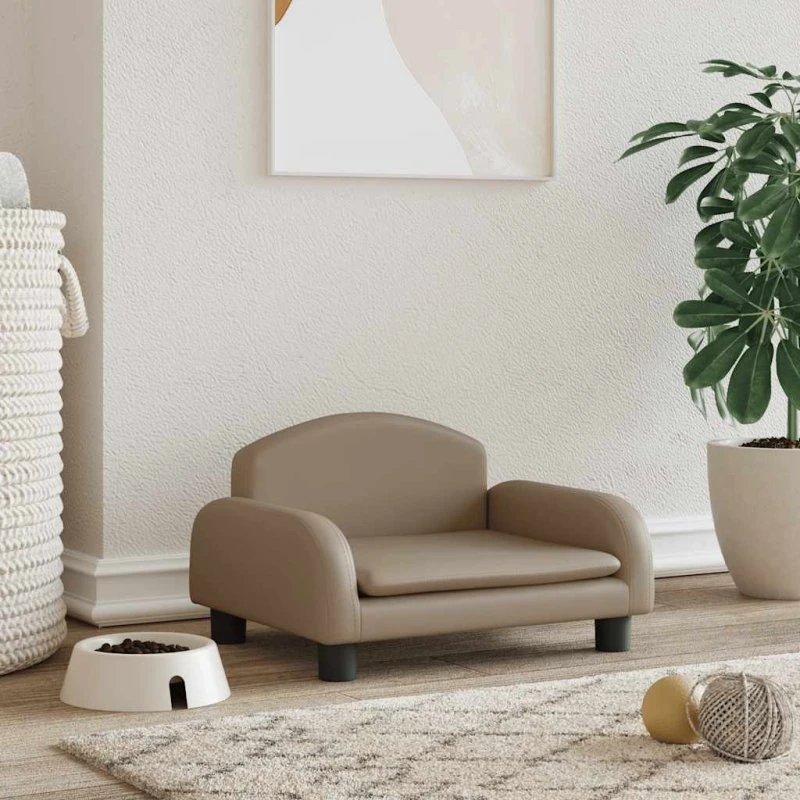 Hundeseng 50x40x30 cm i kunstlæder – Cappuccino