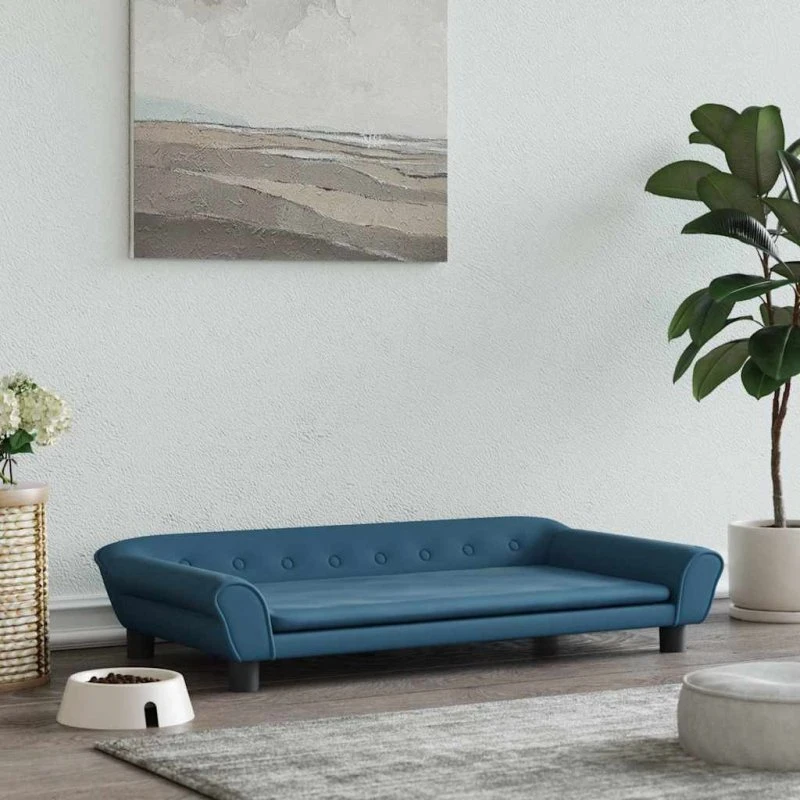 Hundeseng 100x50x21 cm velour blå – komfort & robust