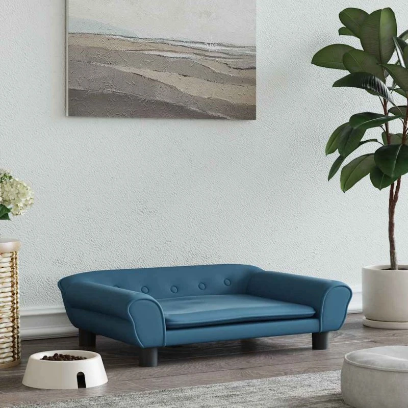 Hundeseng velour 70x48x22 cm - blå