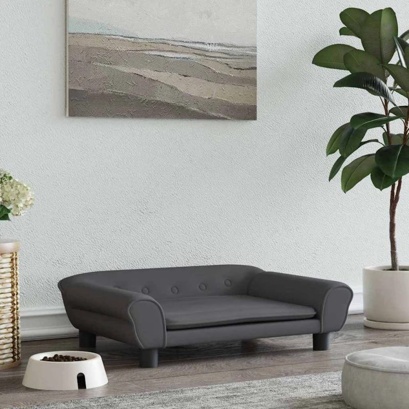 Hundeseng 70x48x22 cm velour mørkegrå