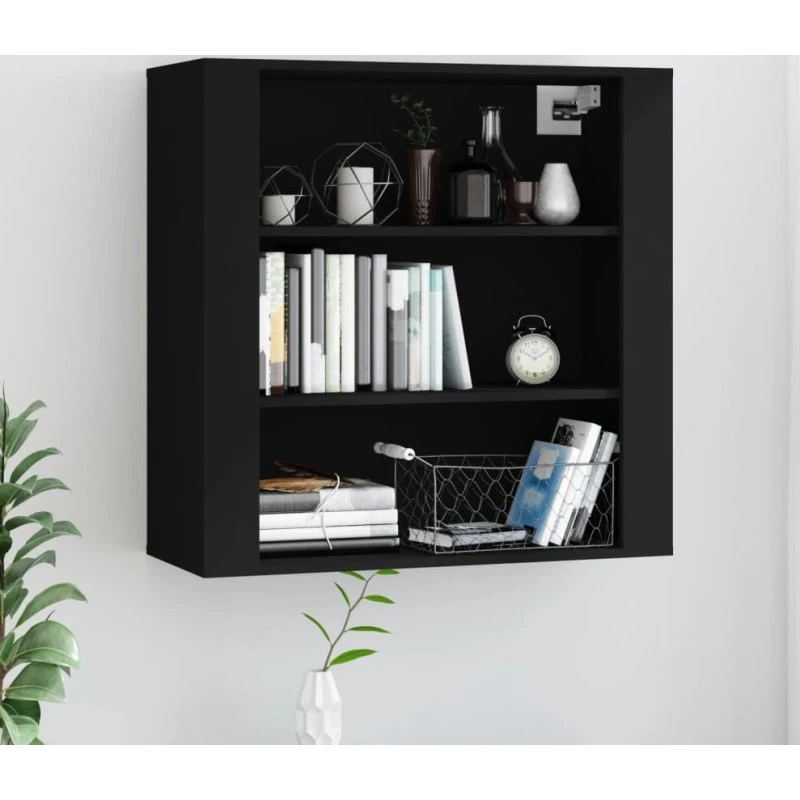 Vægskab i sort konstrueret træ 80x33x80 cm