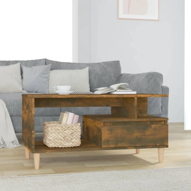 Sofabord 90x49x45 cm, røget egetræ