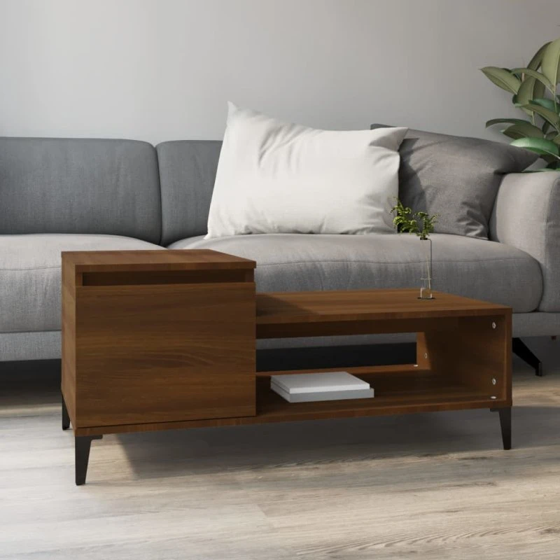 Sofabord 100x50x45 cm i konstrueret træ - Egetræsfarve