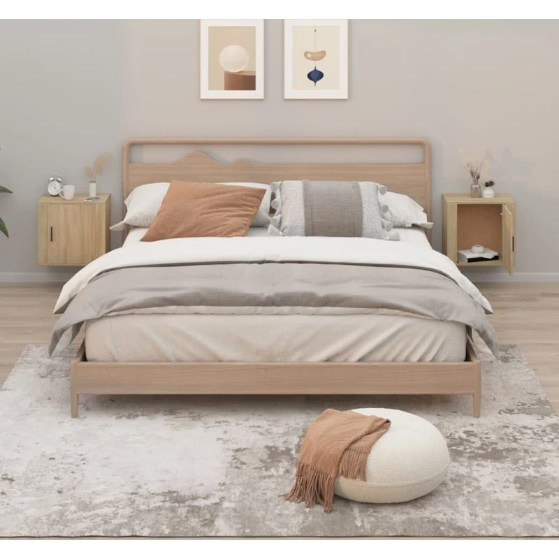 Væghængte sengeborde 2 stk. 50x30x47 cm - Sonoma-eg