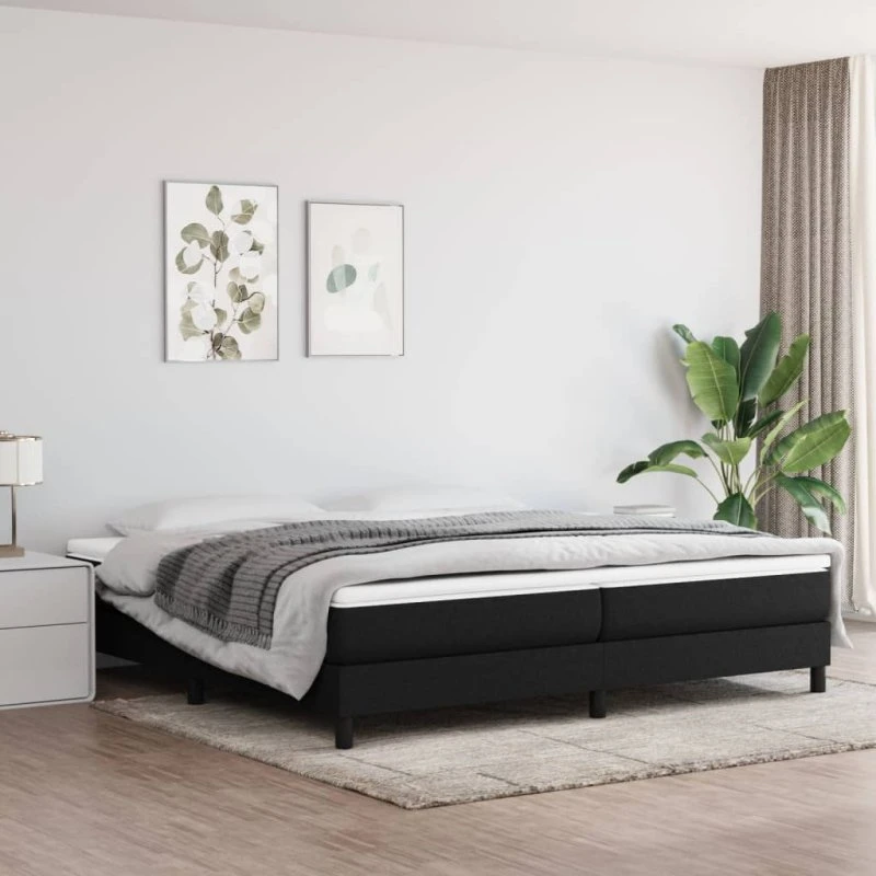 Boxspring sengeramme 200x200 cm stof sort (uden madras)