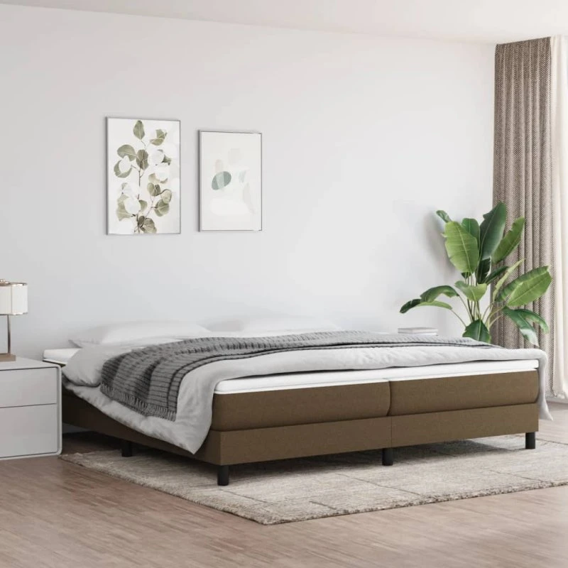 Boxspring sengeramme 200x200 cm stof mørkebrun