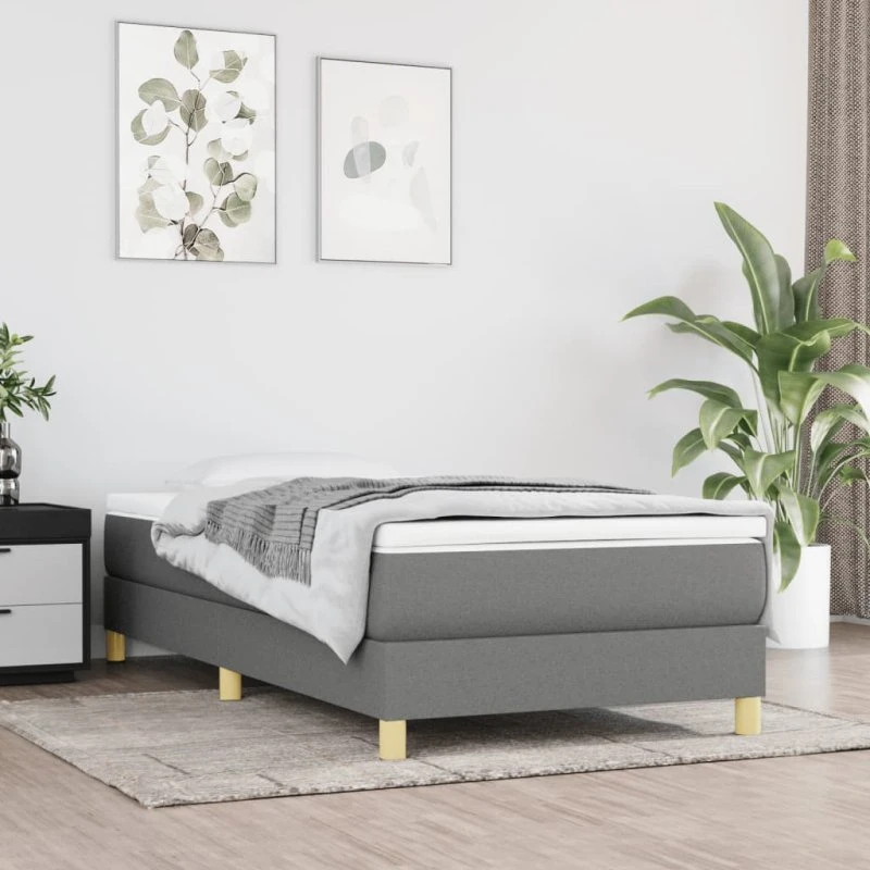 Boxspring sengeramme 80x200 cm, mørkegrå stof