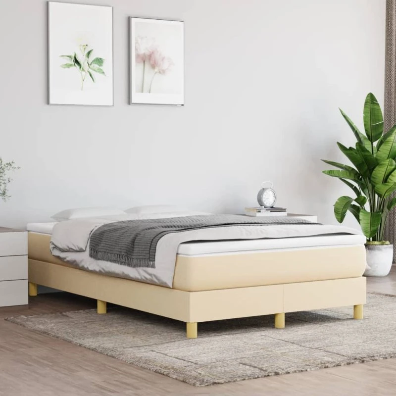 Boxspring sengeramme 120x200 cm Creme - Stof (uden madras)