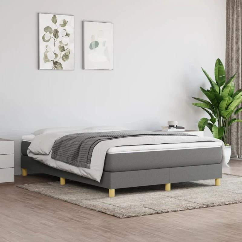 Boxspring sengeramme 140x190 cm stof mørkegrå