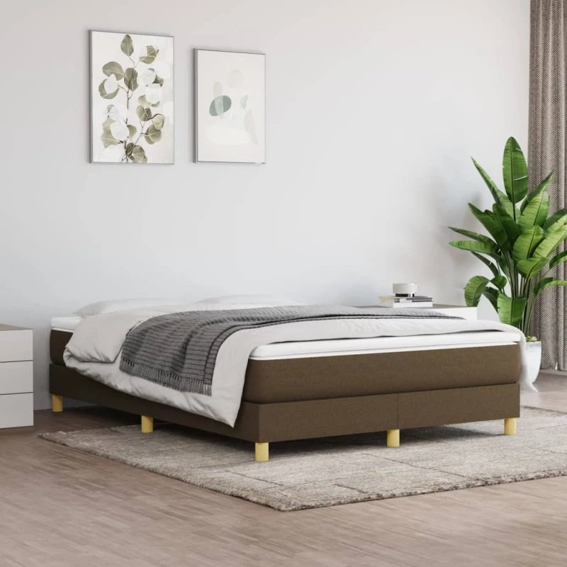 Boxspring sengeramme 140x200 cm mørkebrun stof